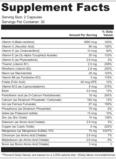Supplement Facts for Arcadia